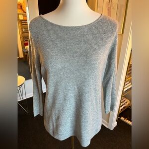Talbots Light Gray Cashmere 3/4 Sleeve Sweater